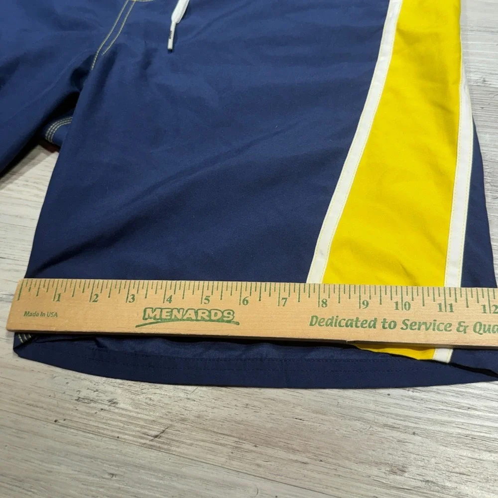 Vintage Y2K Nike Swim Trunks Mens Sz M Yellow Blue Lined Pocket Elastic Waist